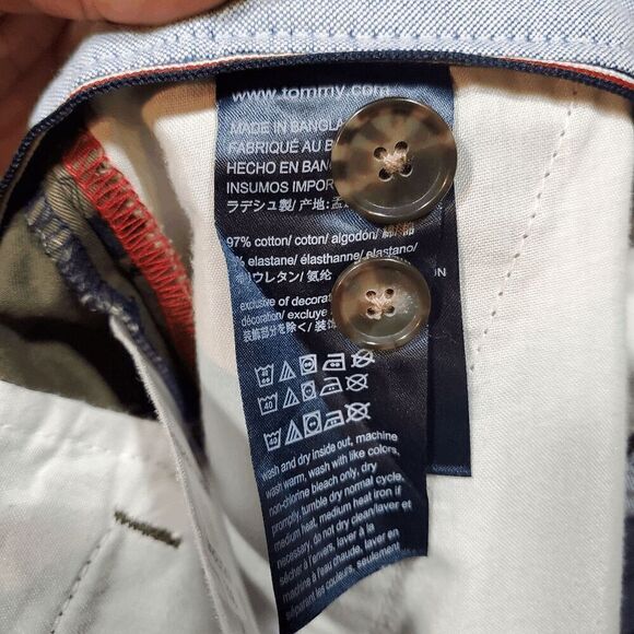 Tommy Hilfiger Shorts Mens 34 Green Hula Dancer Hawaiian Chino Flat Front Preppy - Picture 7 of 10